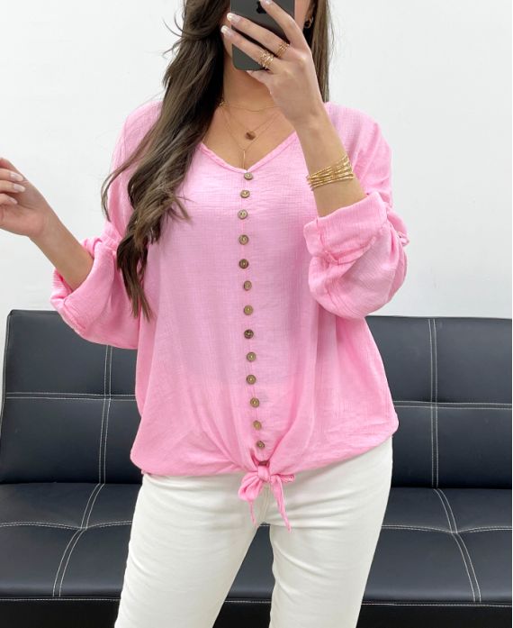 TOP CON BOTTONE AH250791 ROSA