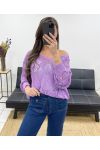 PE0458 LILAC CROCHET SWEATER