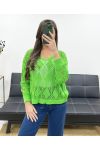 PE0458 CROCHET SWEATER LIME GREEN