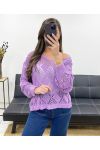 PE0458 LILAC CROCHET SWEATER