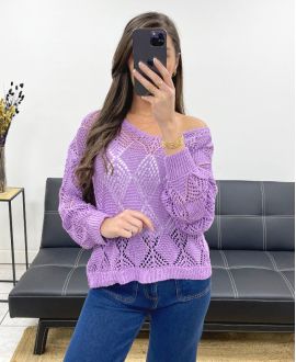 PULL CROCHET PE0458 LILA