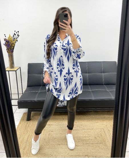 PRINTED FLUID TUNIC PE0466 BLUE