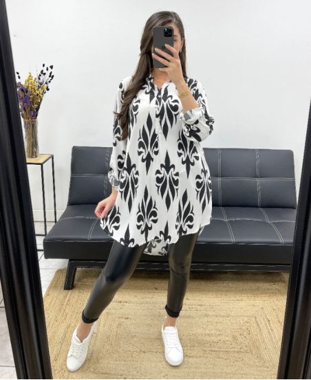 PRINTED FLUID TUNIC PE0466 BLACK