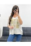 T-SHIRT COTON-LIN BI-MATIERE SMILE PE0818 BEIGE