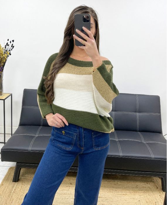 LUREX STRIPED JUMPER AH250652 GREEN