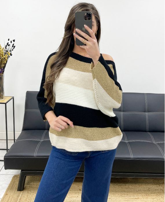 LUREX STRIPED PULLOVER AH250652 BLACK