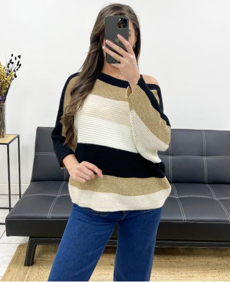 LUREX STRIPED PULLOVER AH250652 BLACK