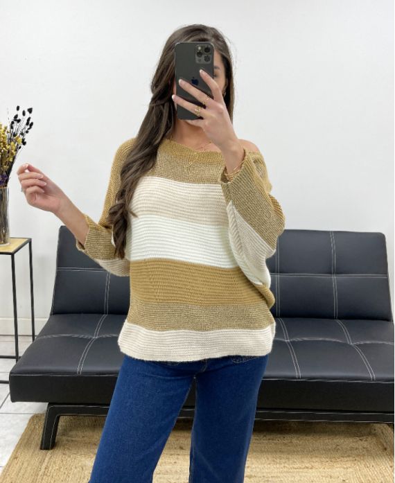 LUREX STRIPES SWEATER AH250652 CAMEL