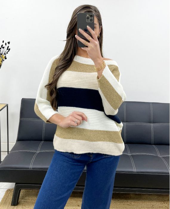 LUREX STRIPED JUMPER AH250652 WHITE