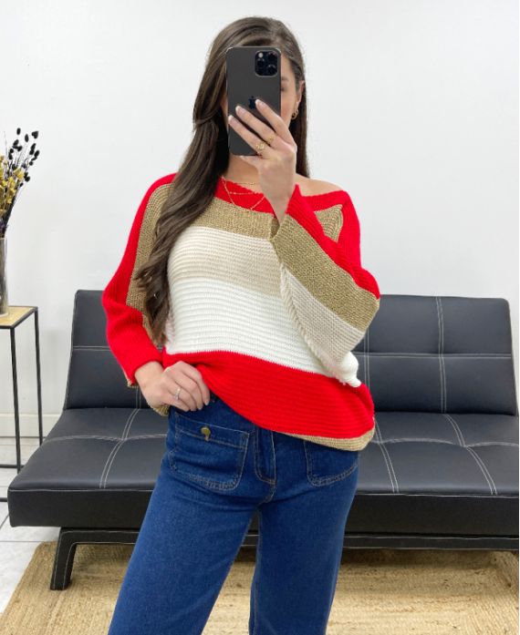 LUREX STRIPED JUMPER AH250652 RED