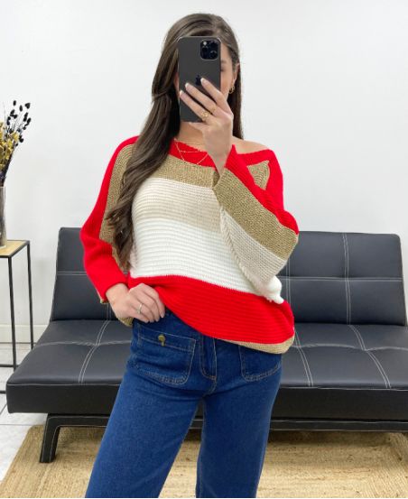 LUREX STRIPED JUMPER AH250652 RED