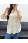 BLUSE AUS BAUMWOLLE MIT STICKEREI PE0697 BEIGE