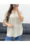 BLUSE AUS BAUMWOLLE MIT STICKEREI PE0697 BEIGE