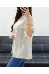 BLUSE AUS BAUMWOLLE MIT STICKEREI PE0697 BEIGE