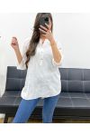 BLUSE AUS BAUMWOLLE MIT STICKEREI PE0697 WEISS