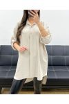 CAMICIA LUNGA OVERSIZE PE0479 BEIGE