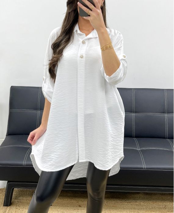 CAMICIA LUNGA OVERSIZE PE0479 BIANCO