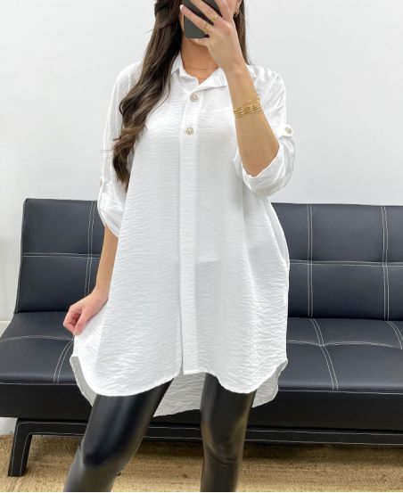 CAMICIA LUNGA OVERSIZE PE0479 BIANCO