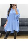 CAMICIA LUNGA OVERSIZE PE0479 AZZURRO CIELO