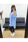 CAMICIA LUNGA OVERSIZE PE0479 AZZURRO CIELO