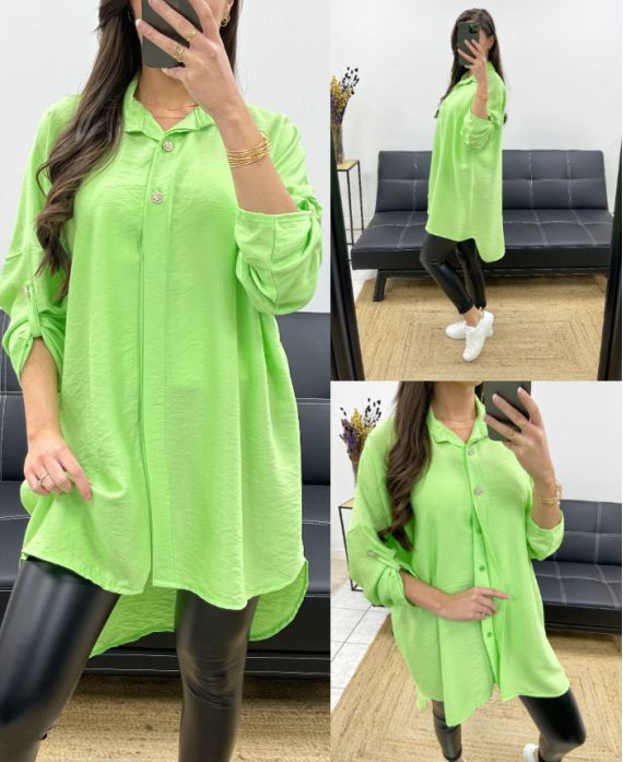 CAMICIA LUNGA OVERSIZE PE0479 LIME GREEN