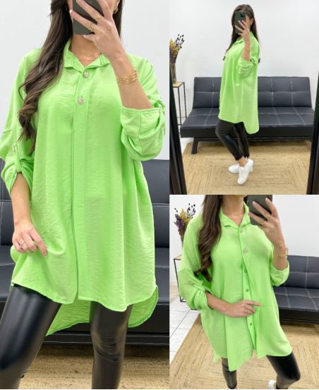 CAMICIA LUNGA OVERSIZE PE0479 LIME GREEN