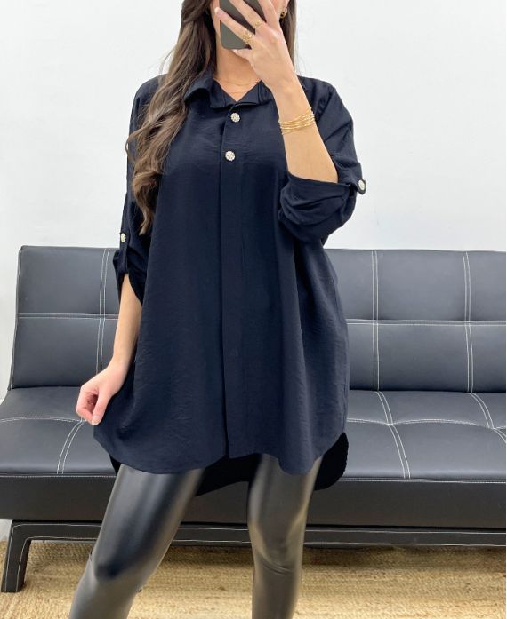 CAMICIA LUNGA OVERSIZE PE0479 NERA