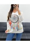 MAGLIONE LEGGERO CON STAMPA PE0487 CATCHER DREAMS HEARTS