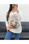 PE0487 DOG PRINTED LIGHTWEIGHT SWEATER