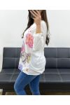 LIGHTWEIGHT PRINTED SWEATER PE0487 FLOWERS WITH LOVE