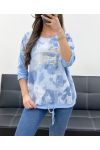 GOUDEN FLOCKING BI-MATERIAAL SWEATSHIRT MET PE0754 BLAUWE STROPDAS