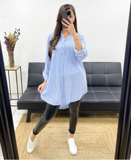 STRIPED FLUID TUNIC PE0471 SKY BLUE