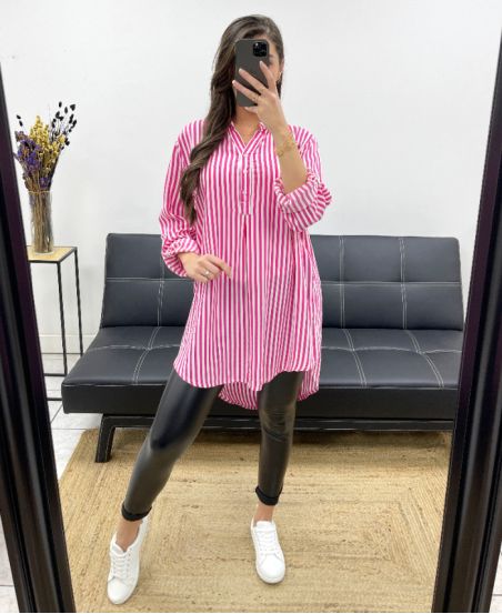 STRIPED FLUID TUNIC PE0471 FUSHIA