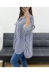 CAMICIA A RIGHE CON TASCHINO PE0468 BLU NAVY