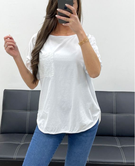 COTTON POCKET GLITTER T-SHIRT PE0810 WHITE