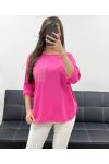 COTTON POCKET GLITTER T-SHIRT PE0810 FUSHIA