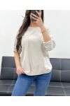 COTTON POCKET GLITTER T-SHIRT PE0810 BEIGE