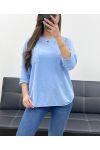 COTTON POCKET GLITTER T-SHIRT PE0810 SKY BLUE