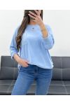 COTTON POCKET GLITTER T-SHIRT PE0810 SKY BLUE