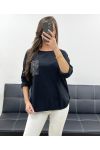 T-SHIRT IN COTONE CON TASCHINO GLITTERATO PE0810 NERA