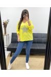 CAMISETA DE ALGODÓN ESTRELLA DE PEDRERÍA PE0790 AMARILLO