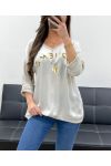 BOHEMIAN COTTON SATIN T-SHIRT PE0764 BEIGE