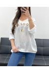 CAMISETA DE RASO DE ALGODÓN BOHEMIO PE0764 BLANCO