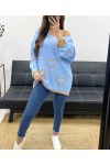 MAGLIA OVERSIZE CUORI LUREX PE0343 AZZURRO CIELO