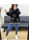 OVERSIZED SWEATER HEARTS LUREX PE0343 BLACK