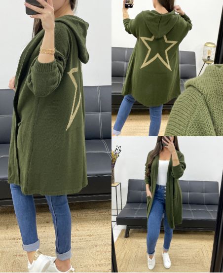 STAR-BACK HOODED VEST PE0324 KHAKI