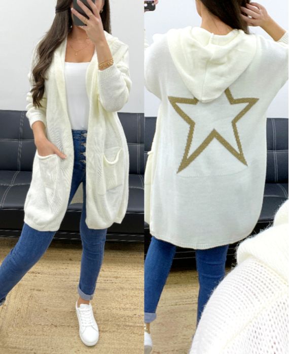 GILET CON CAPPUCCIO STAR-BACK PE0324 BIANCO