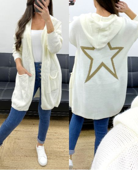 GILET CON CAPPUCCIO STAR-BACK PE0324 BIANCO