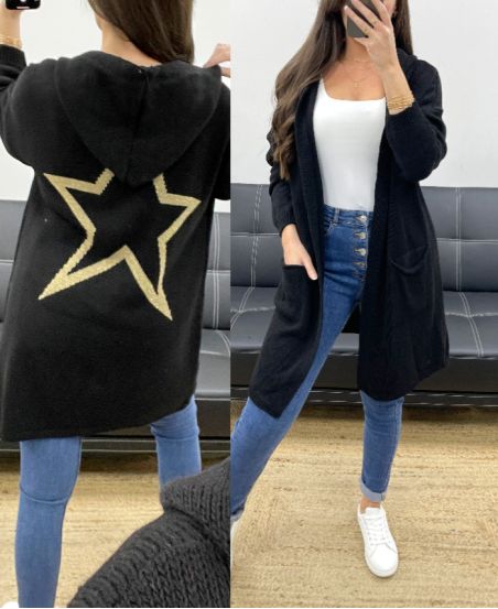 STAR-BACK HOODED VEST PE0324 BLACK