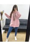 MILANO FELPA OVERSIZE IN FELPA CON CAPPUCCIO PE0301 ROSA